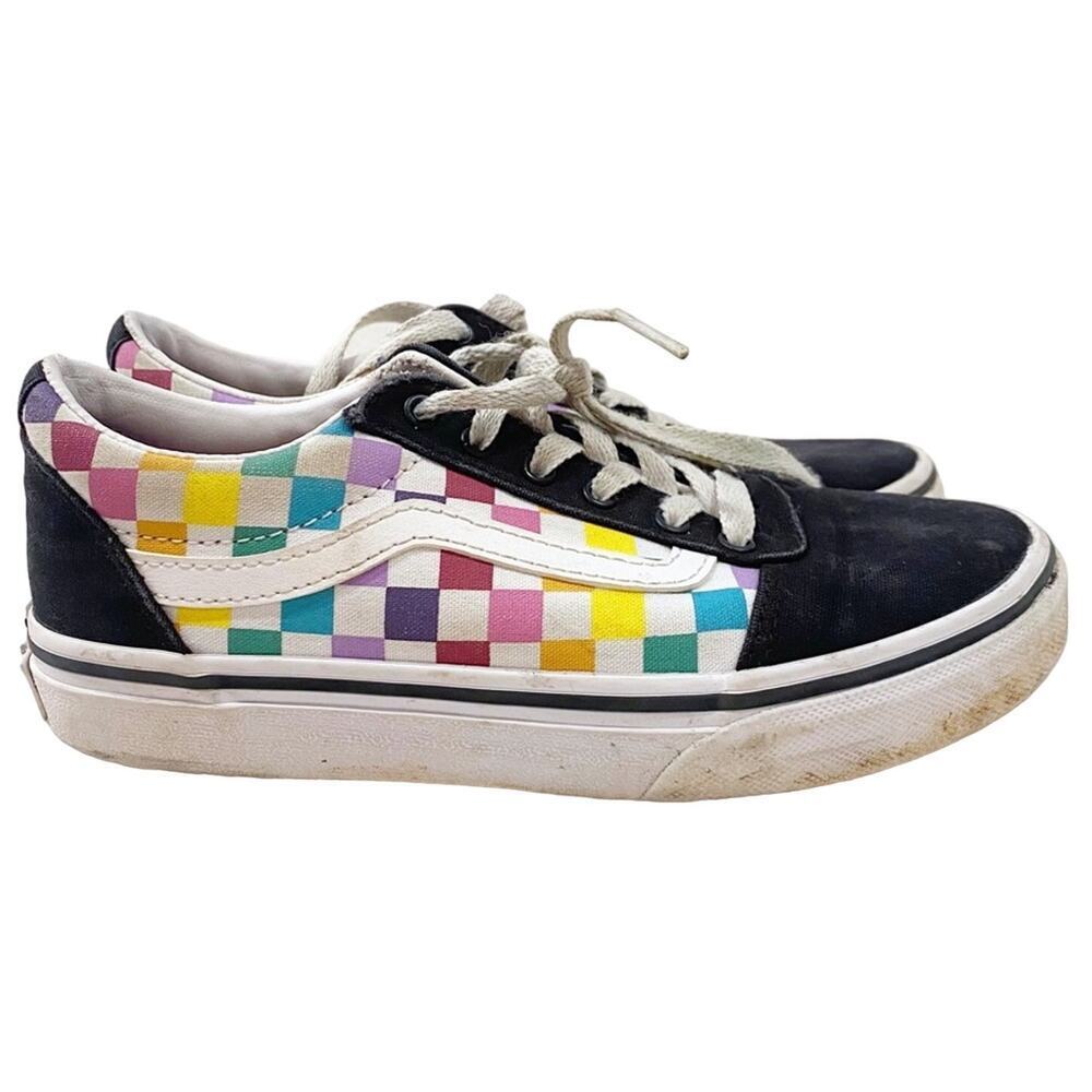 Vans Old Skool Rainbow Checkerboard Sneakers sz 3 Sneakers Low Top Vans